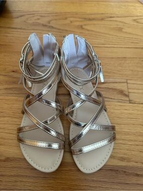 Sugar Metallic Gold Strappy Girls Sandals